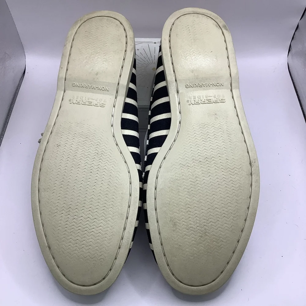 Men's Sperry Top-Sider Boat Shoes Size 10 Black White Striped
